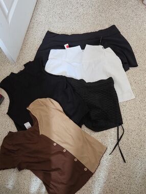 XL Shorts And Tops Bundle - Black, White, Brown, Tan